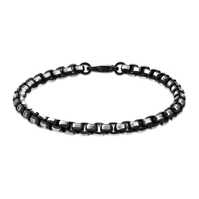 Mens Stainless Steel 8 1/2 Inch Solid Box Chain Bracelet