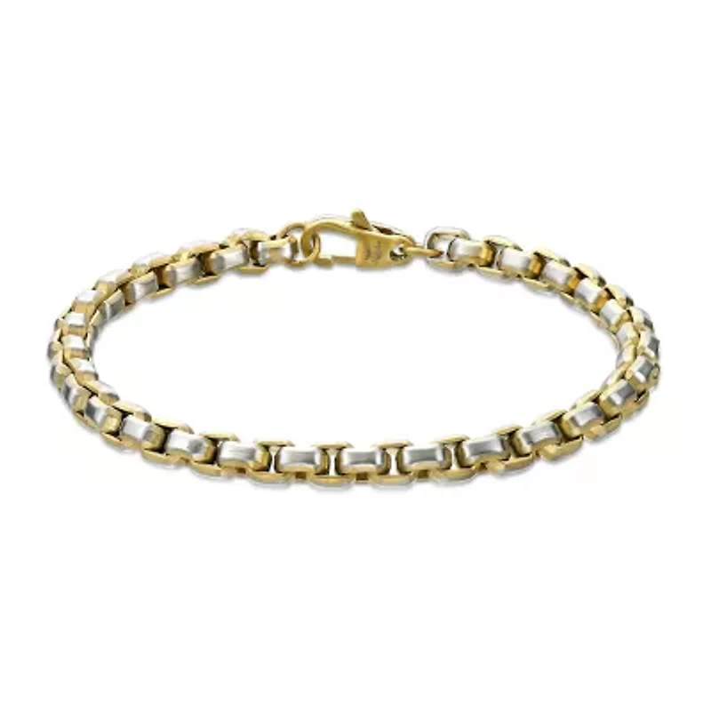 Mens Stainless Steel 8 1/2 Inch Solid Box Chain Bracelet