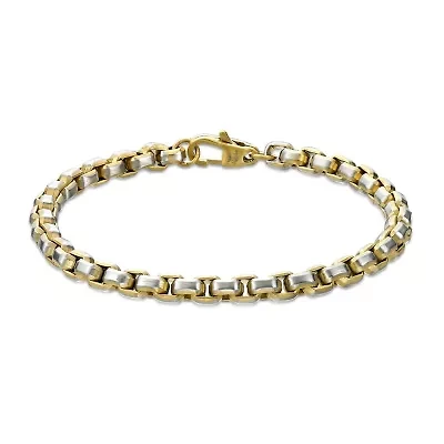 Mens Stainless Steel 8 1/2 Inch Solid Box Chain Bracelet