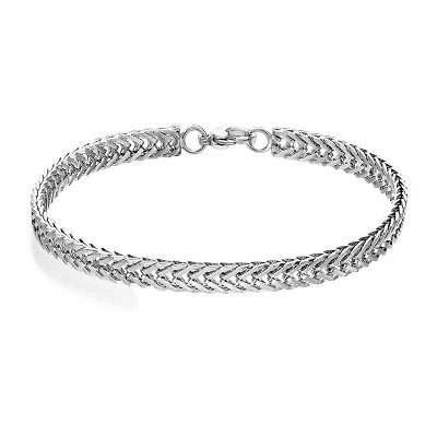 Mens Stainless Steel 8 1/2 Inch Solid Herringbone Chain Bracelet
