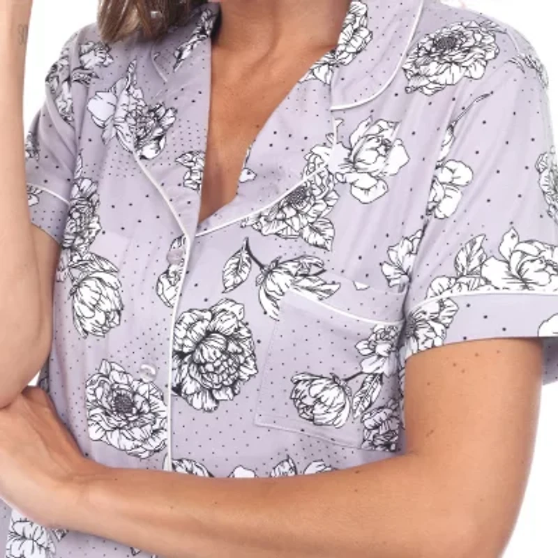 White Mark Womens Short Sleeve 2-pc. Pajama Sets