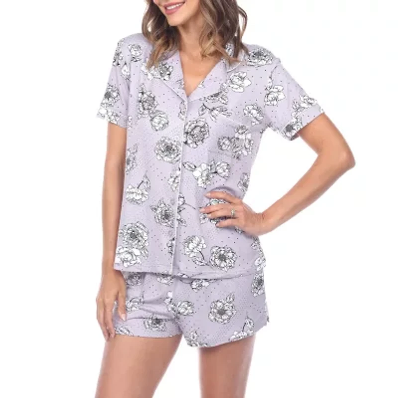 White Mark Womens Short Sleeve 2-pc. Pajama Sets