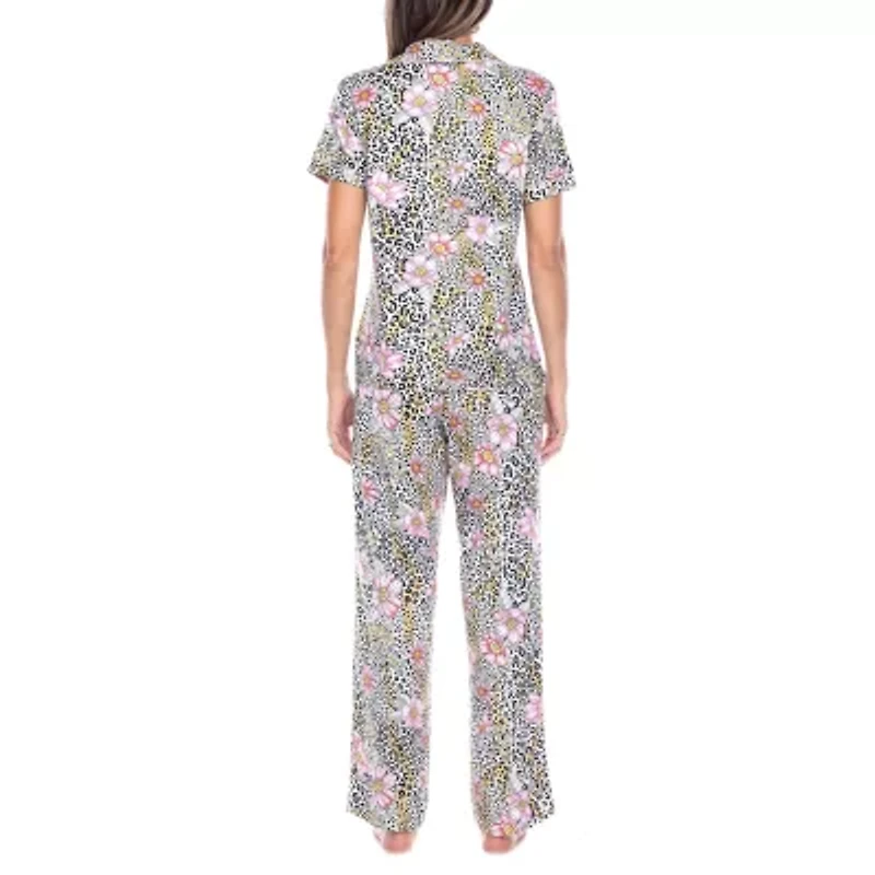 White Mark Womens Short Sleeve 2-pc. Pajama Sets