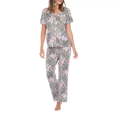 White Mark Womens Short Sleeve 2-pc. Pajama Sets