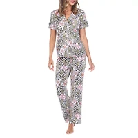 White Mark Womens Short Sleeve 2-pc. Pajama Sets