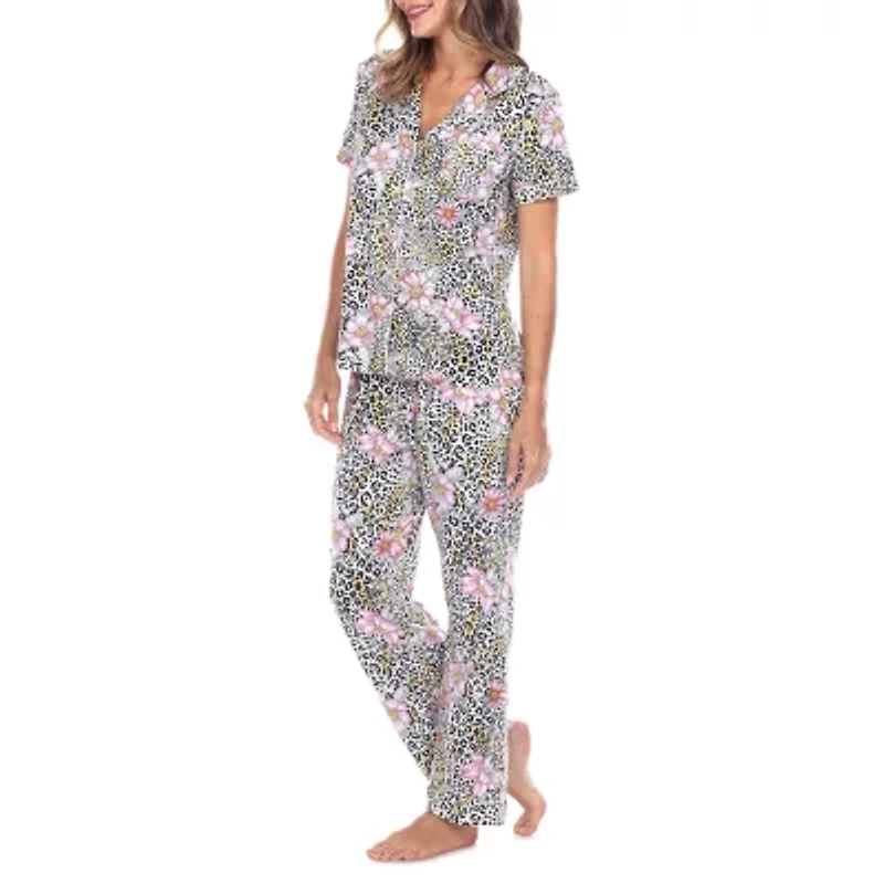 White Mark Womens Short Sleeve 2-pc. Pajama Sets