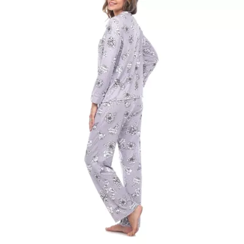 White Mark Womens Long Sleeve 2-pc. Pajama Sets
