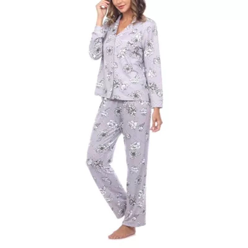White Mark Womens Long Sleeve 2-pc. Pajama Sets