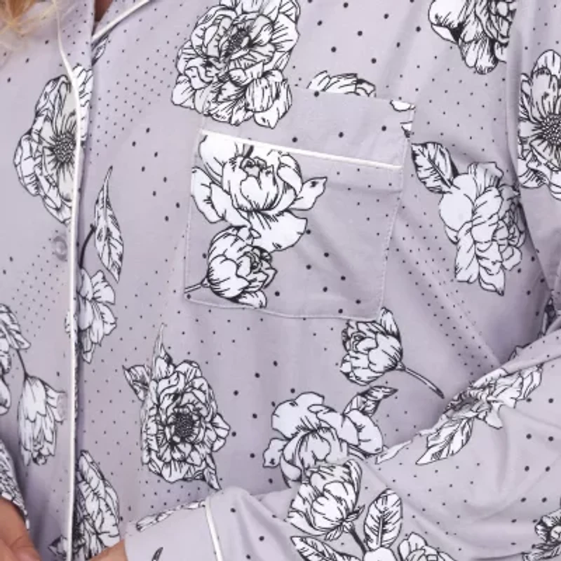 White Mark Womens Long Sleeve 2-pc. Plus Pajama Sets