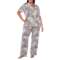 White Mark Womens Short Sleeve 2-pc. Plus Pajama Sets