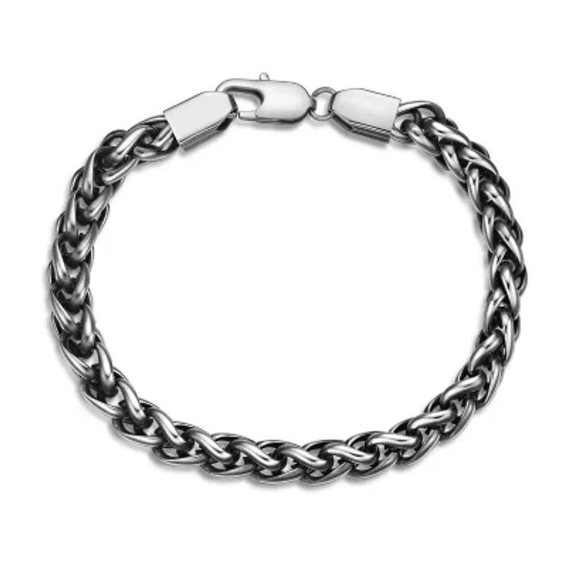Mens Stainless Steel 10 Inch Solid Wheat Chain Bracelet