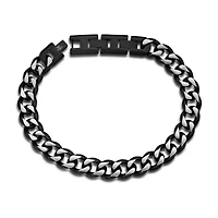 Mens Stainless Steel 9 Inch Solid Curb Chain Bracelet