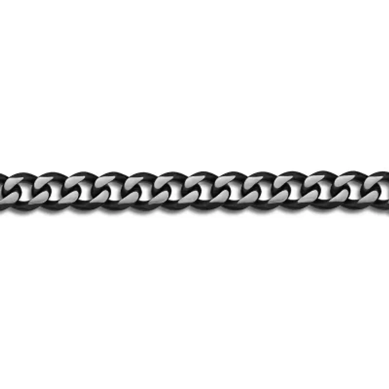 Mens Stainless Steel 9 Inch Solid Curb Chain Bracelet