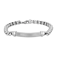 Mens Stainless Steel 8 1/2 Inch Solid Box Chain Bracelet