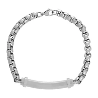 Mens Stainless Steel 8 1/2 Inch Solid Box Chain Bracelet