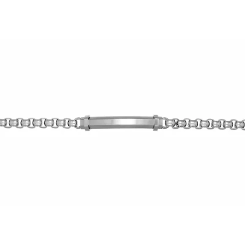 Mens Stainless Steel 8 1/2 Inch Solid Box Chain Bracelet