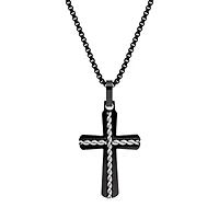 Mens Sterling Silver Cross 24 Inch Pendant Necklace