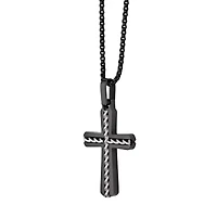 Mens Sterling Silver Cross 24 Inch Pendant Necklace
