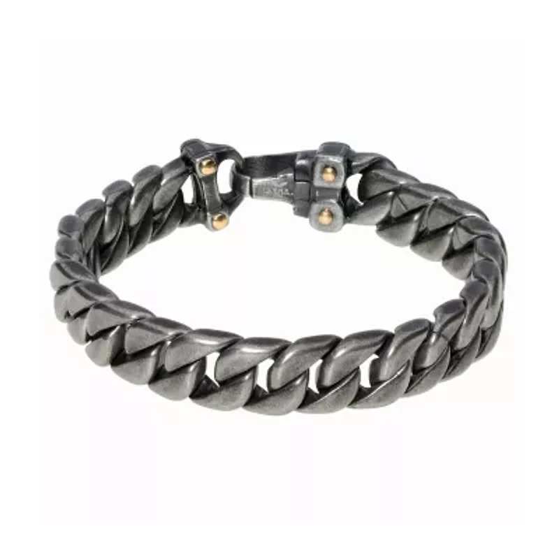 Mens Stainless Steel 8 1/2 Inch Solid Curb Chain Bracelet
