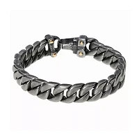 Mens Stainless Steel 8 1/2 Inch Solid Curb Chain Bracelet