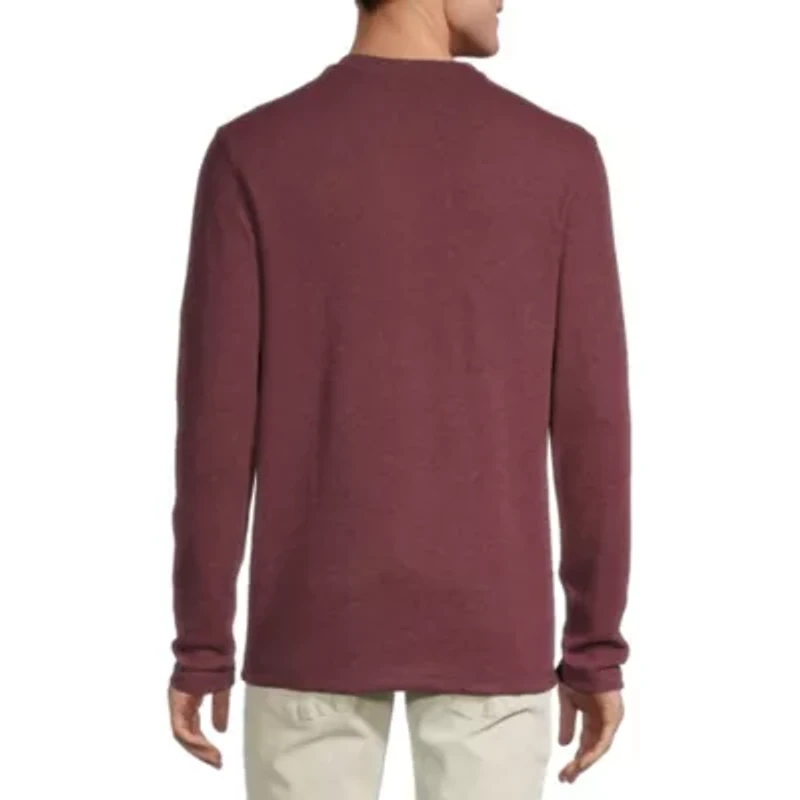 St. John's Bay Waffle Mens Henley Neck Long Sleeve Classic Fit Thermal Top