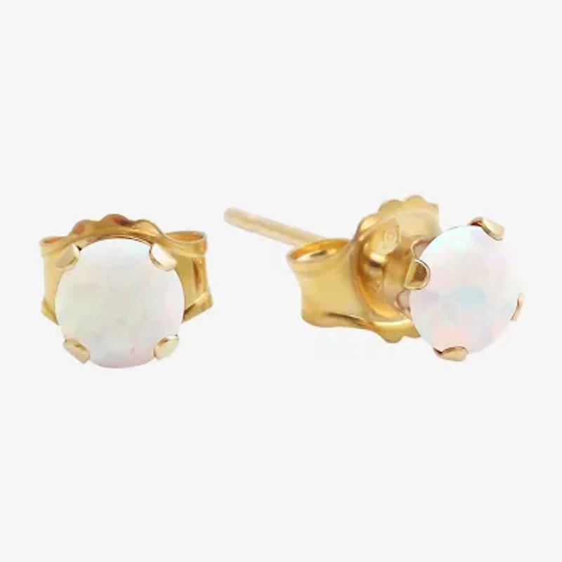 Gemstone 10K Gold 4mm Round Stud Earrings