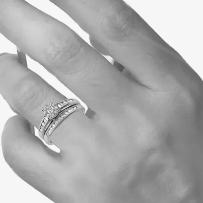 Round 1 CT.T.W. Natural Diamond Side Stone Bridal Set 10K or 14K Gold