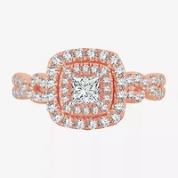 (H-I / Si1-Si2) Womens 1 CT. T.W. Lab Grown White Diamond 10K Gold Cushion Engagement Ring