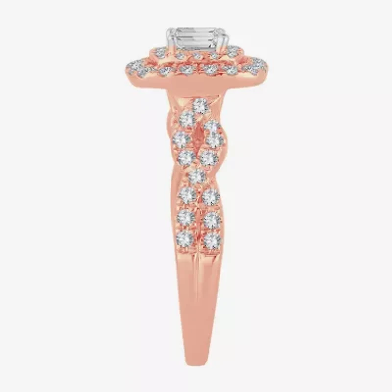 (H-I / Si1-Si2) Womens 1 CT. T.W. Lab Grown White Diamond 10K Gold Cushion Engagement Ring