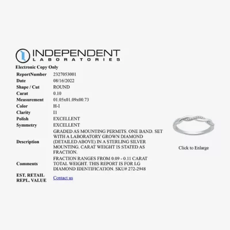 I Said Yes (H-I / I1) 1/10 CT. T.W. Lab Grown White Diamond Sterling Silver or 14K Gold Over Wedding Band