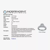 I Said Yes (H-I / I1) Womens 1 CT. T.W. Lab Grown White Diamond Sterling Silver or 14K Gold Over Silver Oval Side Stone Halo Bridal Set