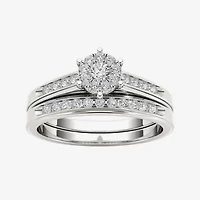 1/2 CT.T.W. Natural Diamond 10K White Gold Bridal Set Ring