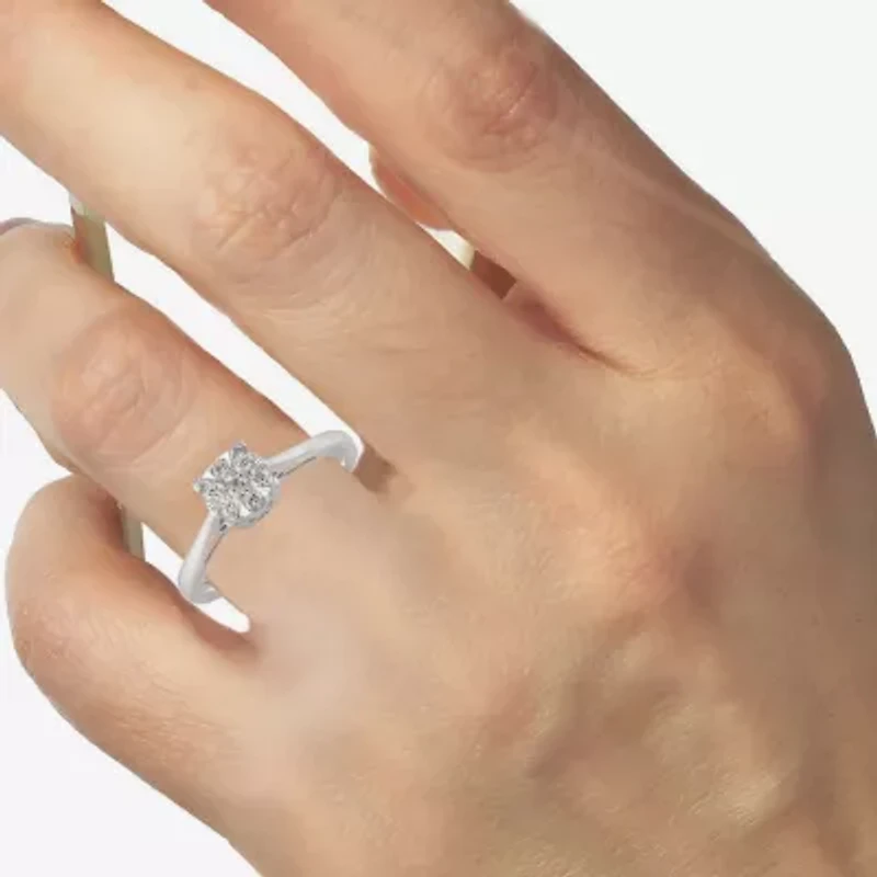 Womens 1/4 CT.T.W. Natural Diamond 10K Gold Round Engagement Ring