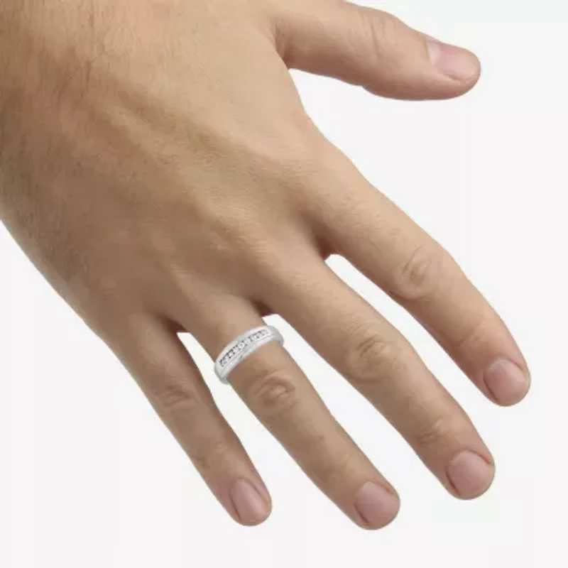 Mens 1/4 CT. T.W. Natural White Diamond 10K White Gold Wedding Band