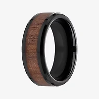 Mens Comfort Fit 8mm Black Cobalt with Rosewood Inlay Wedding Band