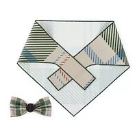 Paw & Tail Large Dog Plaid Bandana Bowtie Set