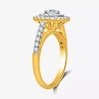 I Said Yes (H-I / I1) Womens 1 CT. T.W. Lab Grown White Diamond Sterling Silver or 14K Gold Over Cushion Side Stone Halo Bridal Set