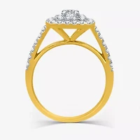 I Said Yes (H-I / I1) Womens 1 CT. T.W. Lab Grown White Diamond Sterling Silver or 14K Gold Over Cushion Side Stone Halo Bridal Set