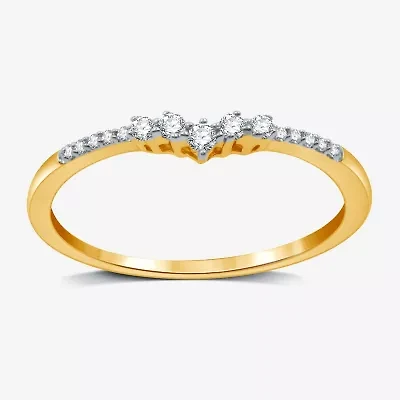 I Said Yes (H-I / I1) 1/10 CT. T.W. Lab Grown White Diamond Sterling Silver or 14K Gold Over Curved Chevron Wedding Band