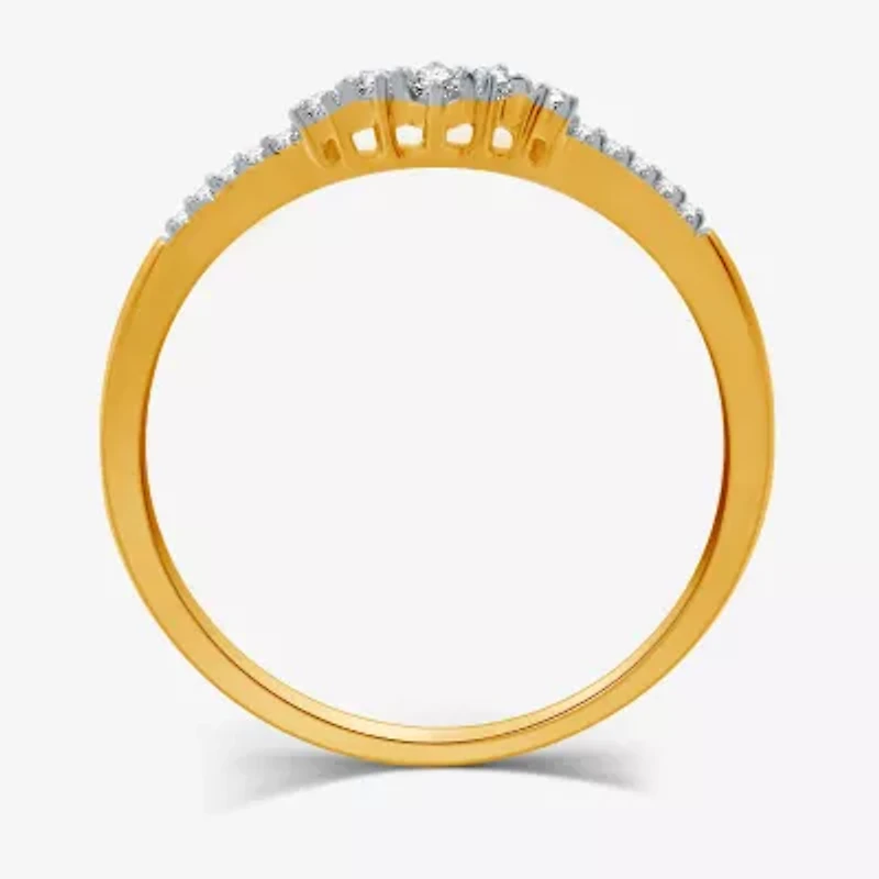 I Said Yes (H-I / I1) 1/10 CT. T.W. Lab Grown White Diamond Sterling Silver or 14K Gold Over Curved Chevron Wedding Band