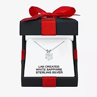 Yes Womens Lab Created White Sapphire Sterling Silver Heart 18 Inch Pendant Necklace