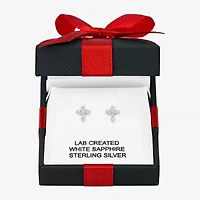 Yes, Please! Lab Created White Sapphire Sterling Silver 9mm Cross Stud Earrings