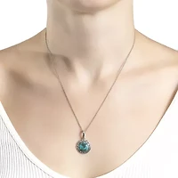 Womens Enhanced Blue Turquoise Sterling Silver Round 18 Inch Pendant Necklace