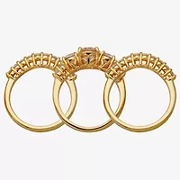 DiamonArt® Womens White Cubic Zirconia 14K Gold Over Silver Bridal Set