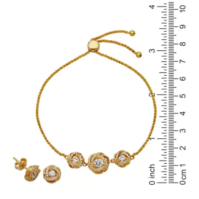 DiamonArt® White Cubic Zirconia 18K Gold Over Silver 2-pc. Jewelry Set