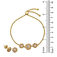 DiamonArt® White Cubic Zirconia 18K Gold Over Silver 2-pc. Jewelry Set