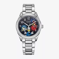 Citizen Donald Duck Mens Silver Tone Stainless Steel Bracelet Watch Aw1691-66w