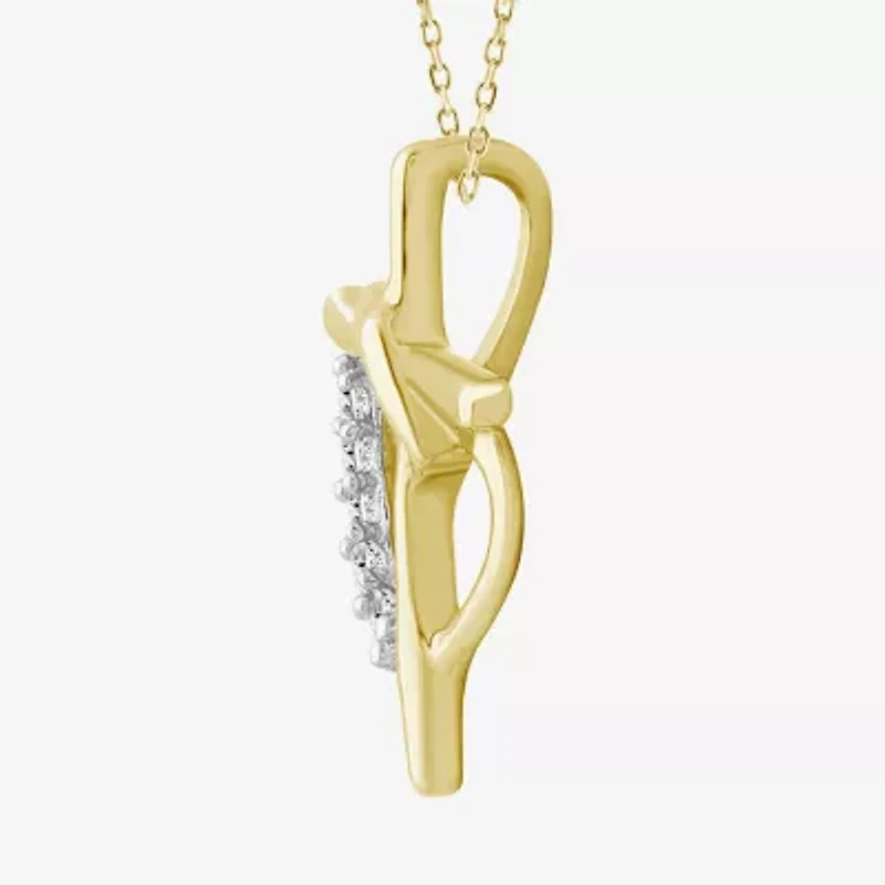 Womens Diamond Accent Natural White Diamond 10K Gold Cross 18 Inch Pendant Necklace