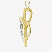 Womens Diamond Accent Natural White Diamond 10K Gold Cross 18 Inch Pendant Necklace