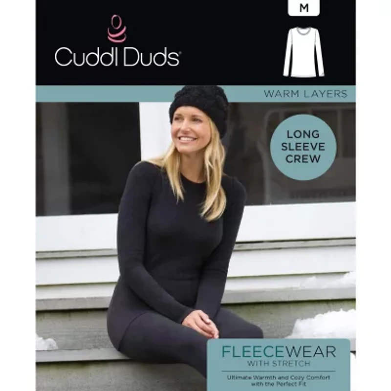 Cuddl Duds Womens Fleecewear Crew Neck Long Sleeve Thermal Shirt